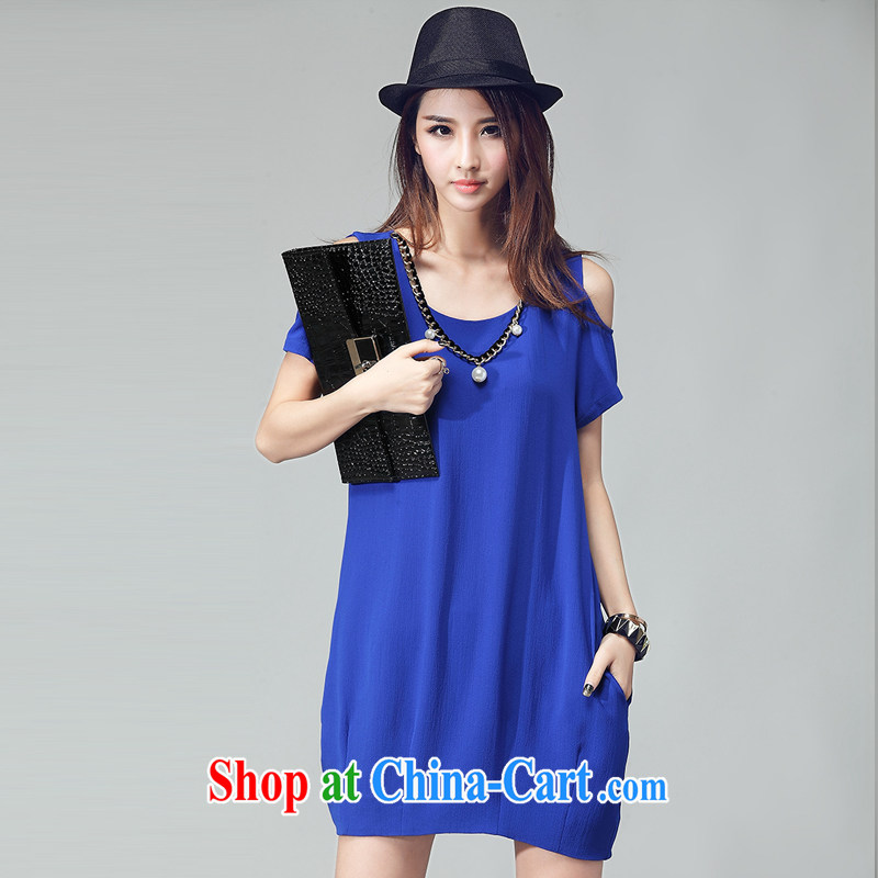 and the United States, would be the Code women mm thick beauty 2015 summer new Korean version the fat and loose video thin feel your shoulders short-sleeved dresses W 2033 blue XXXL, American Girl (RIUMILVE), and, on-line shopping