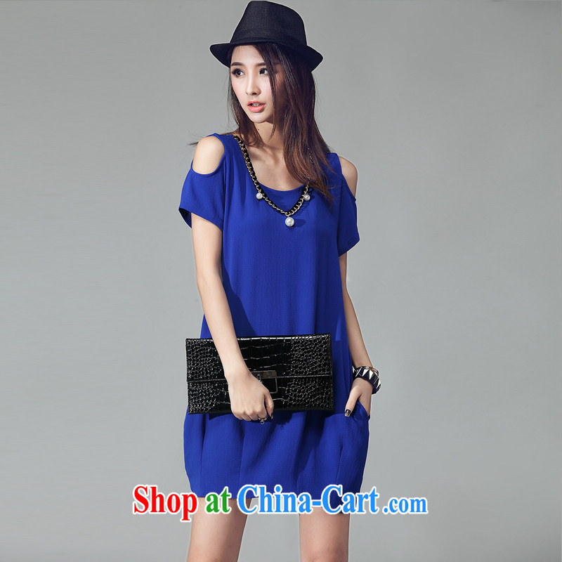 and the United States, would be the Code women mm thick beauty 2015 summer new Korean version the fat and loose video thin feel your shoulders short-sleeved dresses W 2033 blue XXXL, American Girl (RIUMILVE), and, on-line shopping