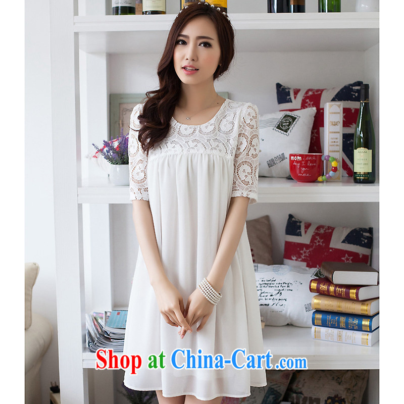 The sin the 2015 summer Korean version thick MM graphics thin large code female liberal 100 snow ground woven lace spell back dress black XXXL, Sin (kaluoxian), and shopping on the Internet