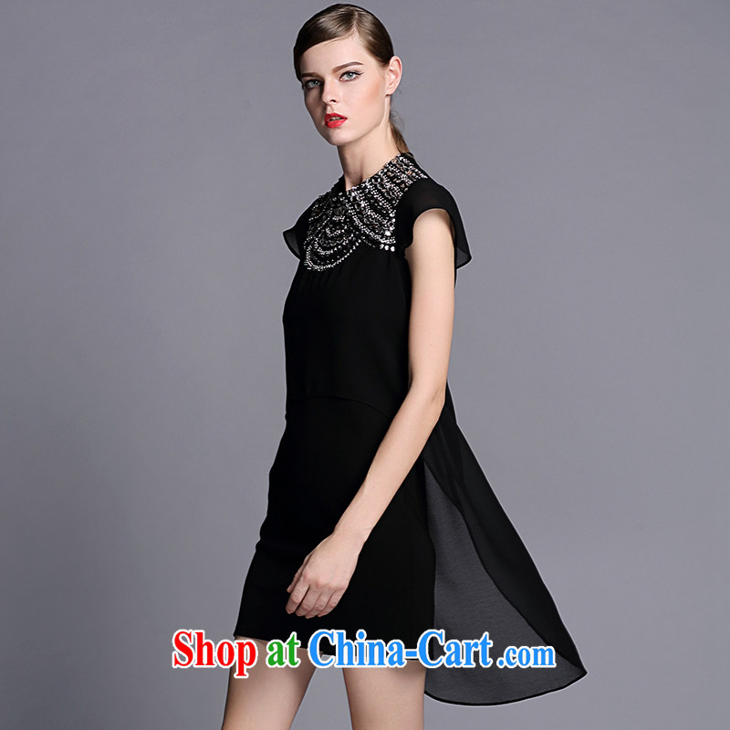 Connie's dream 2015 new high-end in Europe and America, the girl with thick sister summer and nails pearl cultivation aura video thin short-sleeve snow woven dresses G 0068 black XXXXL, Anne's dream, shopping on the Internet