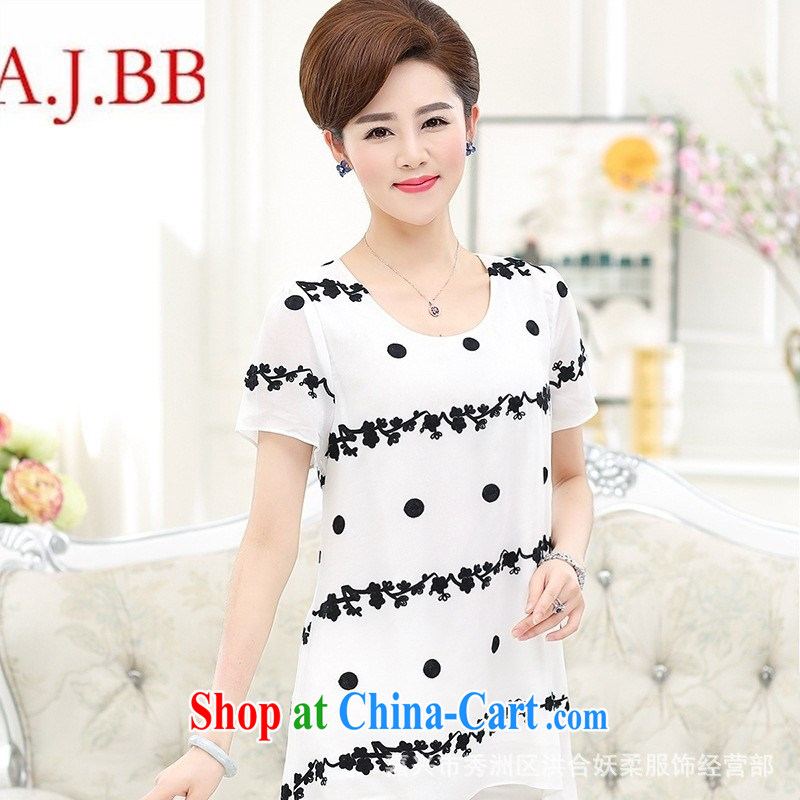 9 month dress * 2015 new, middle-aged and older women wear summer wear casual T-shirt middle-aged mother with Joe the silk T-shirts black XXXXL, A . J . BB, shopping on the Internet