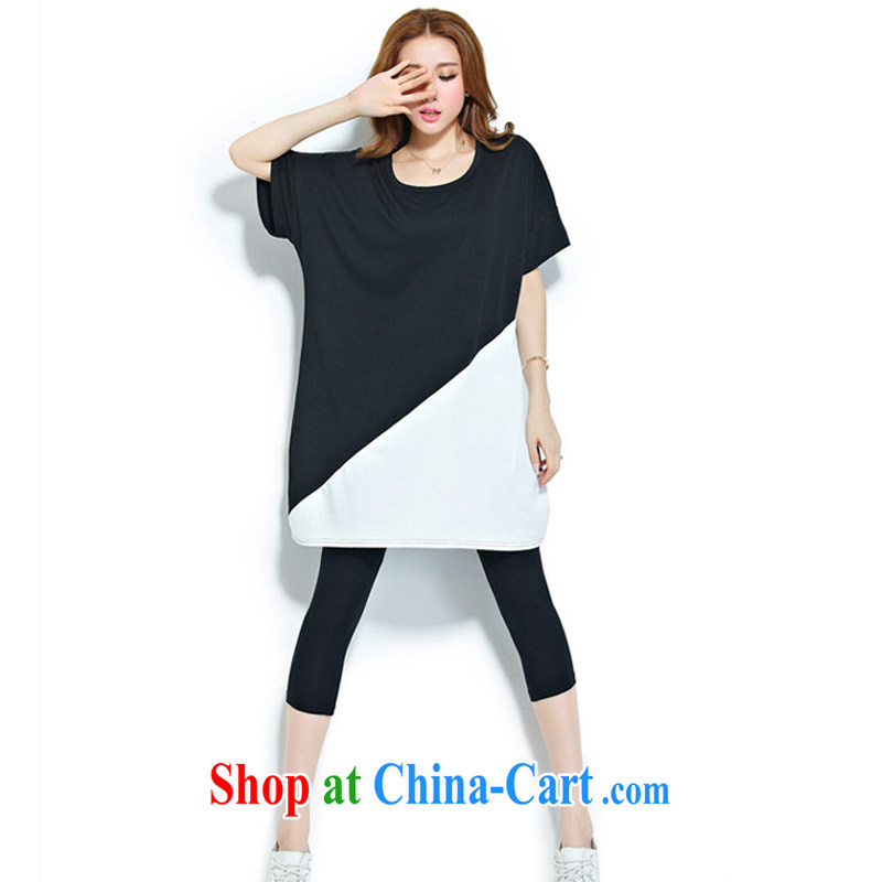 No end Argyle Ryden International Package Mail 2015 Korean summer new, large, loose, long stitching knocked Color cotton short-sleeved T-shirt woman blue XL, and at the end did not accord, shopping on the Internet