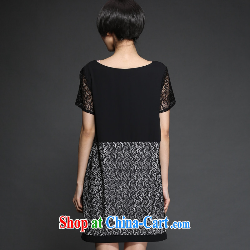 Cheuk-yan Yi Lai shadow the Code women summer 2015 Korean version of the new stylish and elegant graphics thin Openwork lace stitching short-sleeved dresses M 2878 black XL, Cheuk-yan Yi-lai, and shopping on the Internet