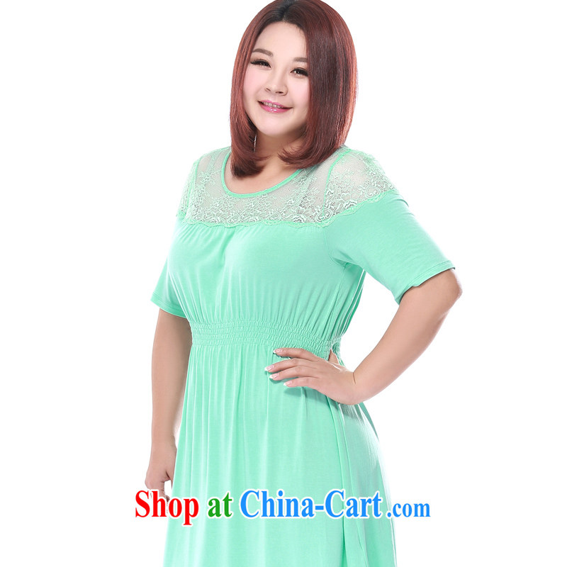 MSSHE XL girls 2015 new summer lace Stitching with elastic band waist home dresses 2709 mint green 4 XL, Msshe, shopping on the Internet
