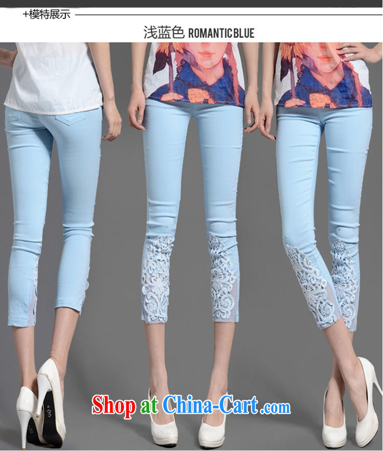 2015 Mechilado new summer Korean lady lace inserts drill larger thick MM loose solid 7 pencil pants 8009 #blue XXXXL pictures, price, brand platters! Elections are good character, the national distribution, so why buy now enjoy more preferential! Health
