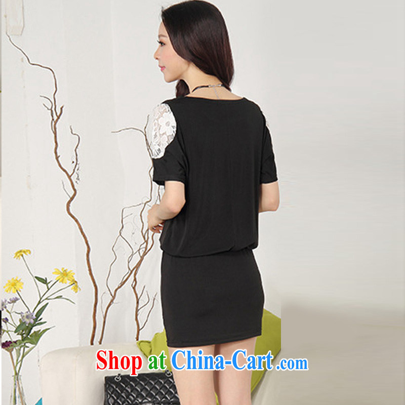 In short, the possible summer 2015 new Korean leisure large code lace loose video thin dresses female J 879 black XXL, in short, who would be (Janrelove), online shopping
