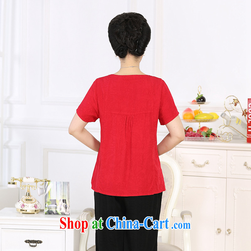 The Timorese Connie 2015 new middle-aged and older female summer short sleeve shirt T mom with ethnic wind loose the code with the cotton T-shirt with short sleeves T-shirts red-orange 3 XL recommendations 120 - 130 jack, the Timorese Connie, shopping on the Internet