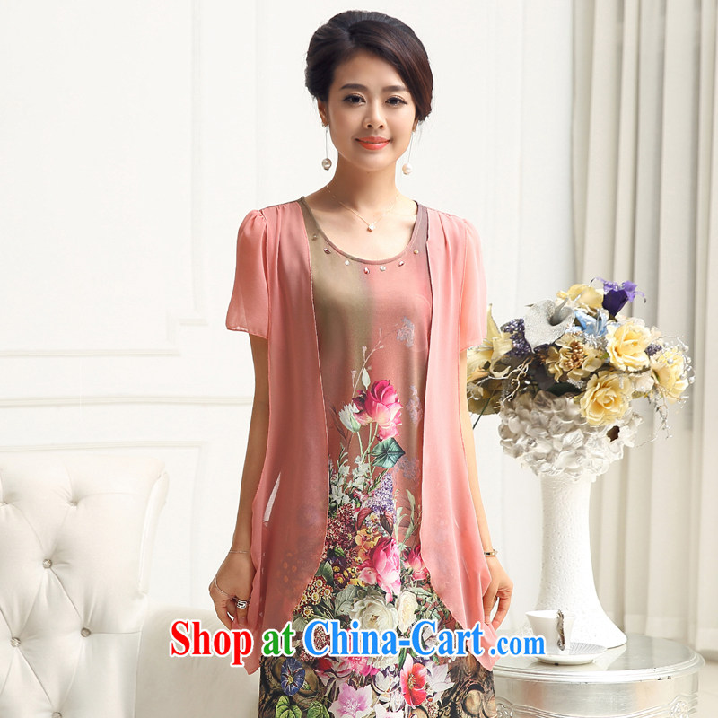 Yu Hong Yeon 2015 spring and summer new mother in the old code dress girls pink XXL 115 jack - 125 jack