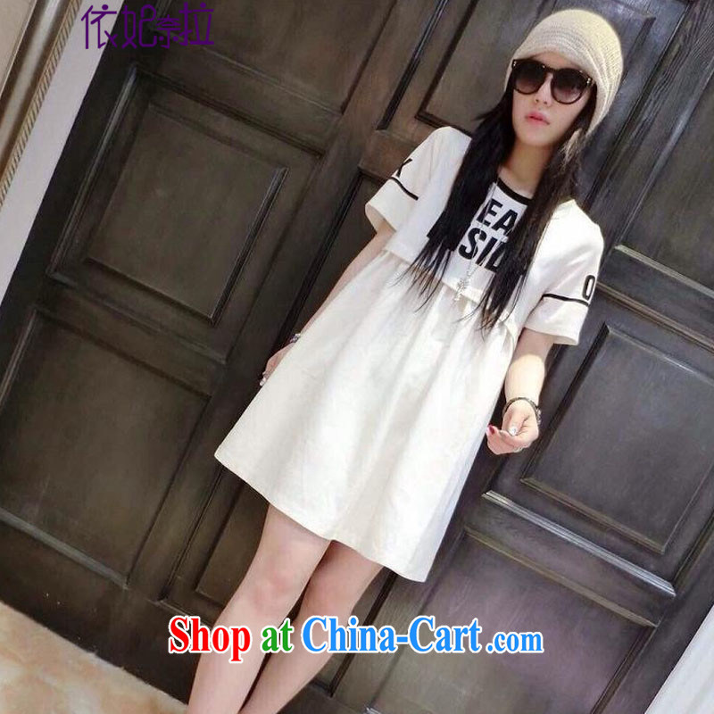 According to Princess naira 2015 new thick MM the code letter stamp round-collar short-sleeve dresses _6333 white M