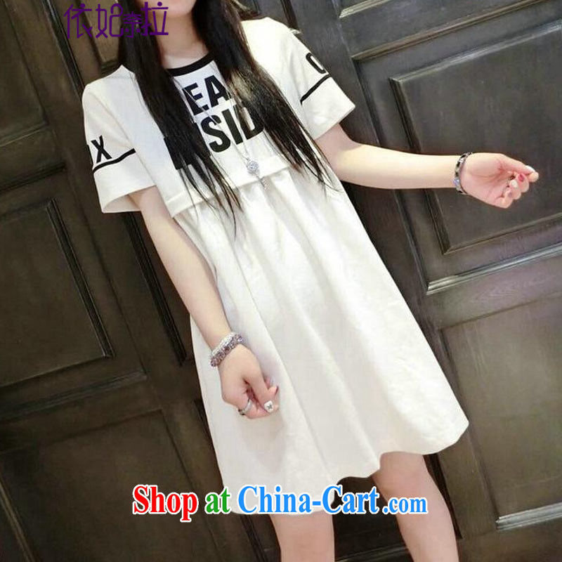 According to Princess naira 2015 new thick MM the code letter stamp duty round-collar short-sleeved dresses #6333 white M, Princess naira, shopping on the Internet