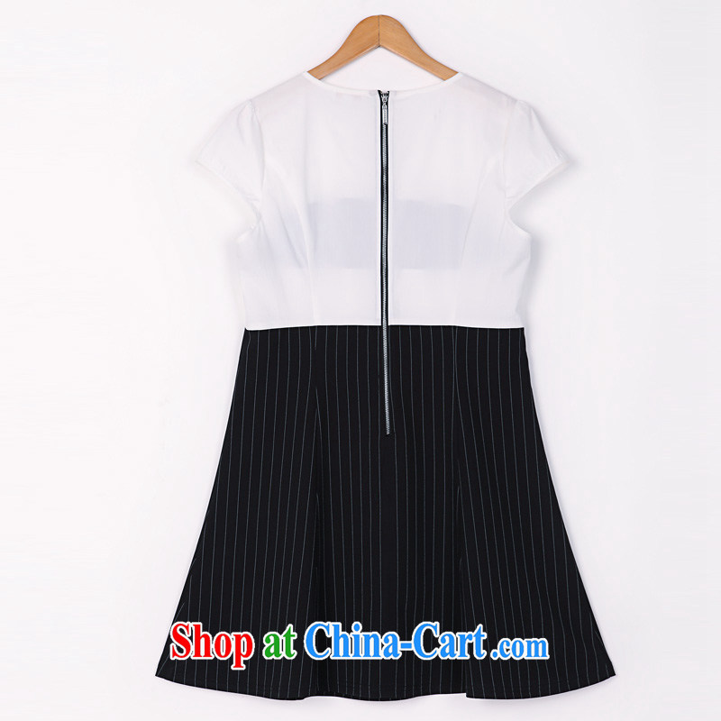 The Constitution is the female 2015 summer new thick mm video thin stylish short-sleeve dress 2549 black with white 77/L, constitution, QIAN AI), shopping on the Internet