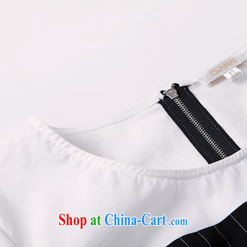 The Constitution is the female 2015 summer new thick mm video thin stylish short-sleeve dress 2549 black with white 77/L, constitution, QIAN AI), shopping on the Internet