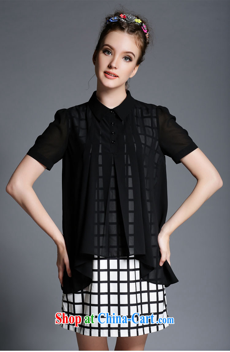 OZZFLORA 2015 summer new Europe grid stamp larger women is the increased emphasis on MM leave two snow-woven dresses black XXXL pictures, price, brand platters! Elections are good character, the national distribution, so why buy now enjoy more preferential! Health