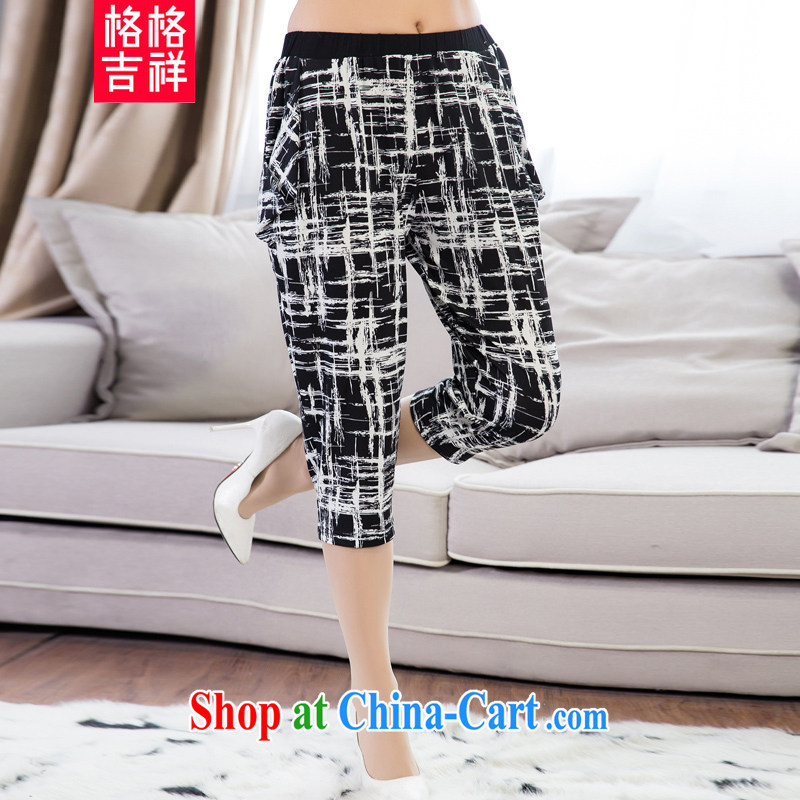 Huan Zhu Ge Ge Ge larger female fat people graphics thin 2015 summer New, and indeed more relaxed, casual pants and stylish 100 7 ground pants 5181 black 3 XL