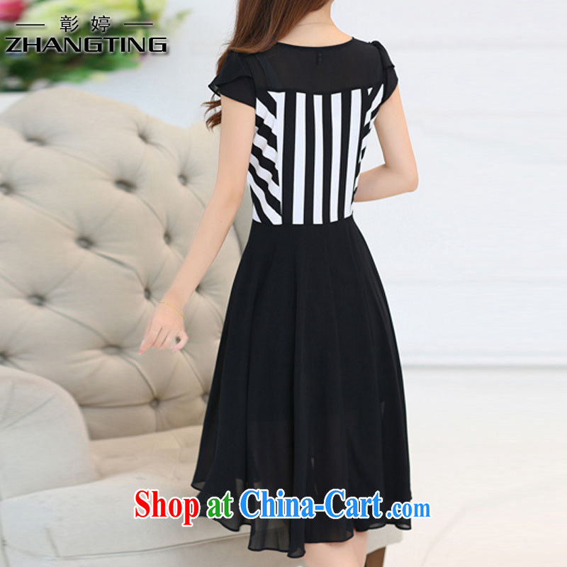 Chang Ting summer new, larger female thick mm video thin stitching snow beauty woven dresses T 1190 black 3 XL ., Chang Ting (ZHANGTING), online shopping