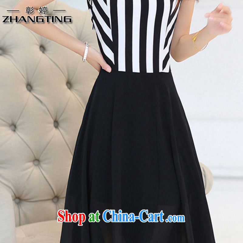Chang Ting summer new, larger female thick mm video thin stitching snow beauty woven dresses T 1190 black 3 XL ., Chang Ting (ZHANGTING), online shopping
