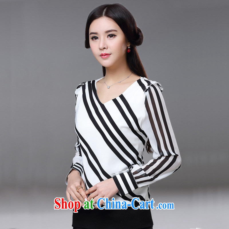 woo-ting 2015 spring and summer, reload streaks female Korean style XL loose long-sleeved snow woven shirts female YT 3329 white XXXXL, Woo-ting (YOTING), online shopping
