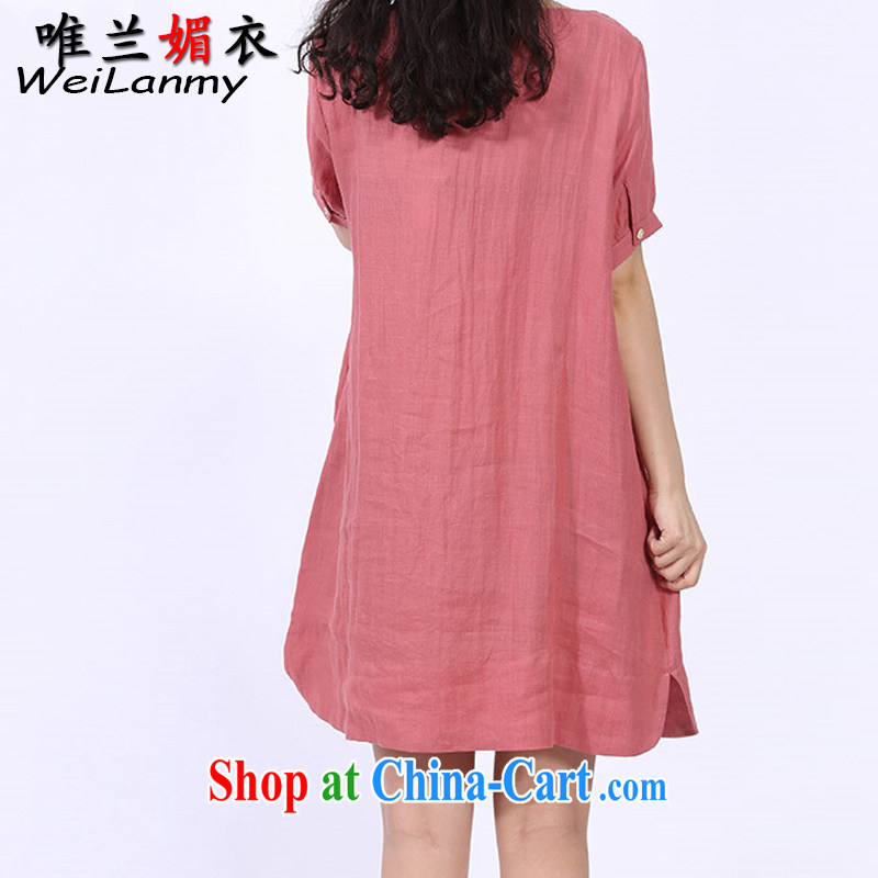 Only LAN Mei Yi 2015 summer new Korean version with graphics thin A Field skirt and short-sleeved cotton Ma dress 8521 pink XL, only estimates of Yi (WeiLanmy), shopping on the Internet