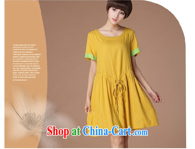 Only, Mei Yi 2015 summer, the Korean version of the greater, female-waist graphics thin loose cotton Ma dress short-sleeved 6979 orange L pictures, price, brand platters! Elections are good character, the national distribution, so why buy now enjoy more preferential! Health