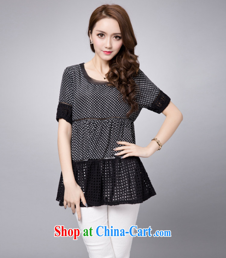 Colorful, larger female thick mm summer 2015 new graphics thin female T pension summer wave point stitching Openwork mesh black 3 XL pictures, price, brand platters! Elections are good character, the national distribution, so why buy now enjoy more preferential! Health