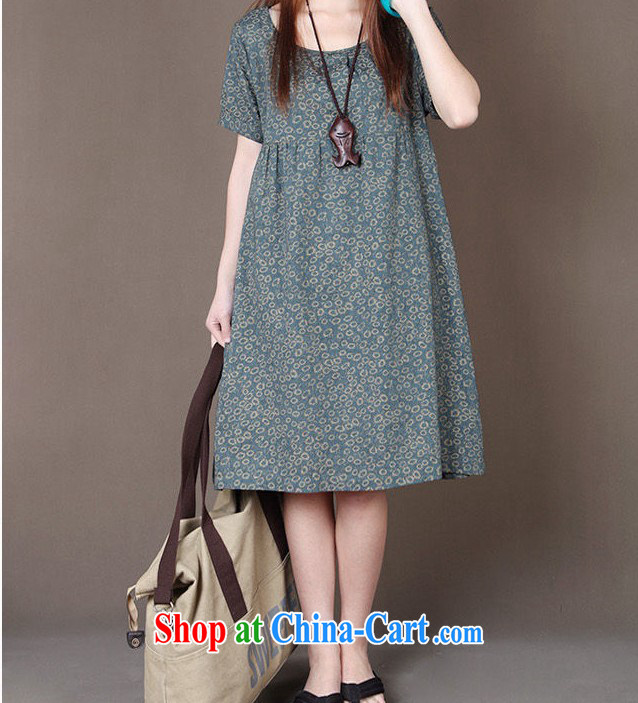 Only Blue Mei Yi 2015 summer new Korean girls loose the code thick MM small floral round-collar short-sleeve style dress collection 6938 Tsing L pictures, price, brand platters! Elections are good character, the national distribution, so why buy now enjoy more preferential! Health