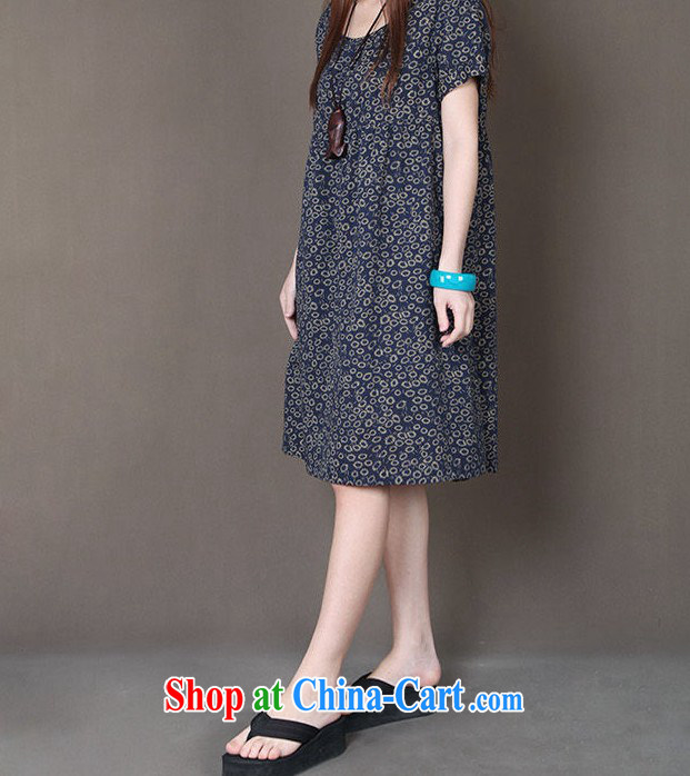 Only Blue Mei Yi 2015 summer new Korean girls loose the code thick MM small floral round-collar short-sleeve style dress collection 6938 Tsing L pictures, price, brand platters! Elections are good character, the national distribution, so why buy now enjoy more preferential! Health