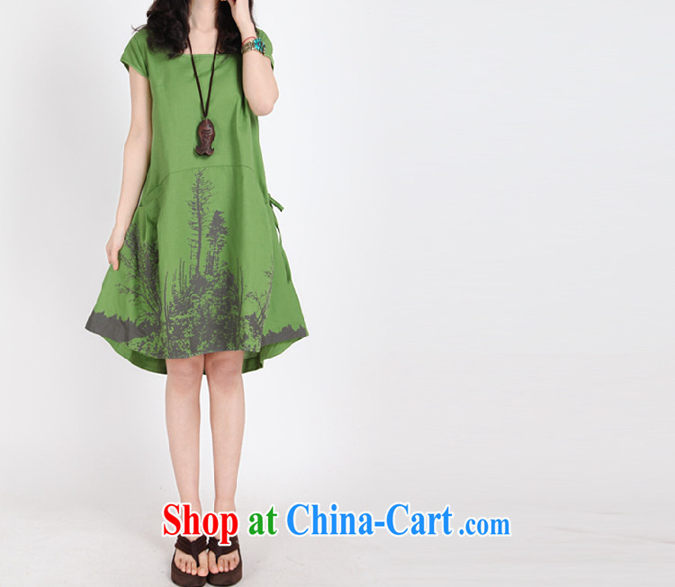 Only, Mei Yi 2015 summer new female stamp leisure loose the code mm thick cotton Ma short-sleeved round collar skirt 6973 green XL pictures, price, brand platters! Elections are good character, the national distribution, so why buy now enjoy more preferential! Health