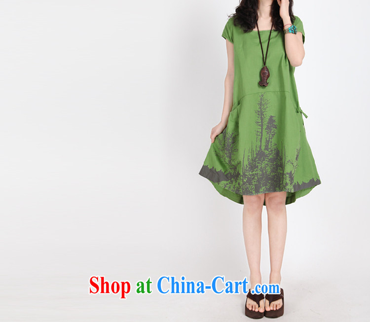 Only, Mei Yi 2015 summer new female stamp leisure loose the code mm thick cotton Ma short-sleeved round collar skirt 6973 green XL pictures, price, brand platters! Elections are good character, the national distribution, so why buy now enjoy more preferential! Health