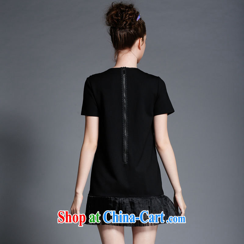 The summing up of the Code women summer 2015 new high-end embroidered short sleeves thick mm beauty graphics thin dress 1891 black XL, the proscribed (MUFUNA), shopping on the Internet