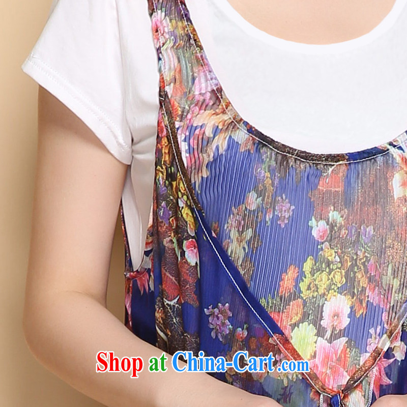 Let the flower 2015 new, larger female thick MM summer and indeed the snow woven dresses large, two-piece stamp dresses S 5001 blue flower XXL, let the flower (MULGERDO), shopping on the Internet