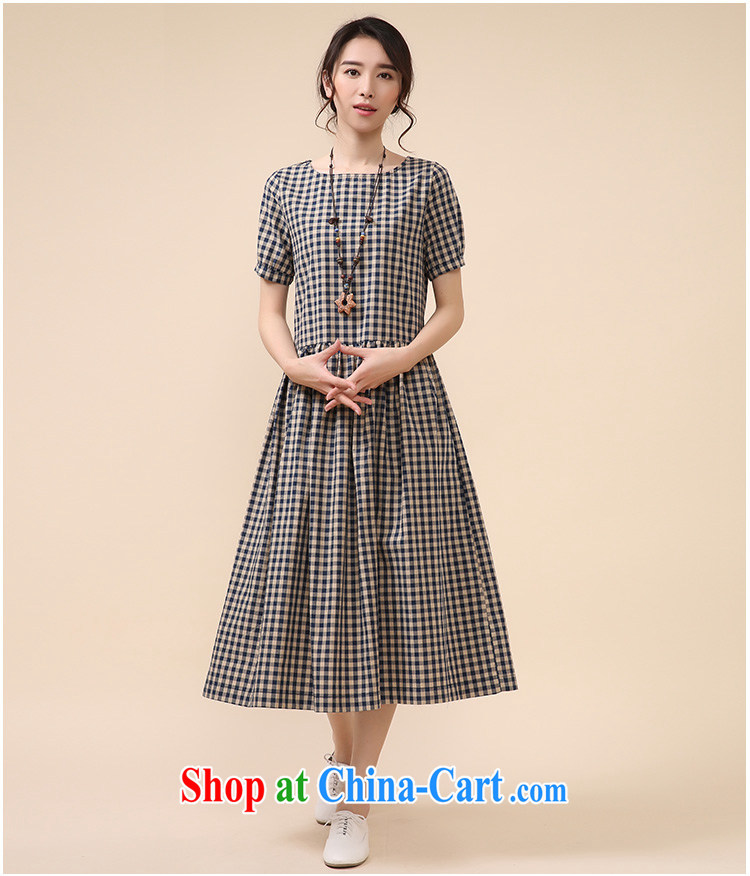 Ho costumes makeup summer 2015 new female arts van retro stamp long, linen/cotton relaxed mask poverty thick MM breathable larger dresses package mail 8009 blue-and-white grid L pictures, price, brand platters! Elections are good character, the national distribution, so why buy now enjoy more preferential! Health