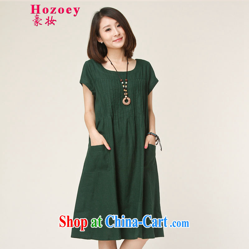 Ho costumes makeup summer 2015 new women's clothing retro art, cotton linen the commission relaxed the abdominal fat MM long breathable dress the code package mail 8011 the red L, Ho, Colombia (HAOZHUANG), online shopping