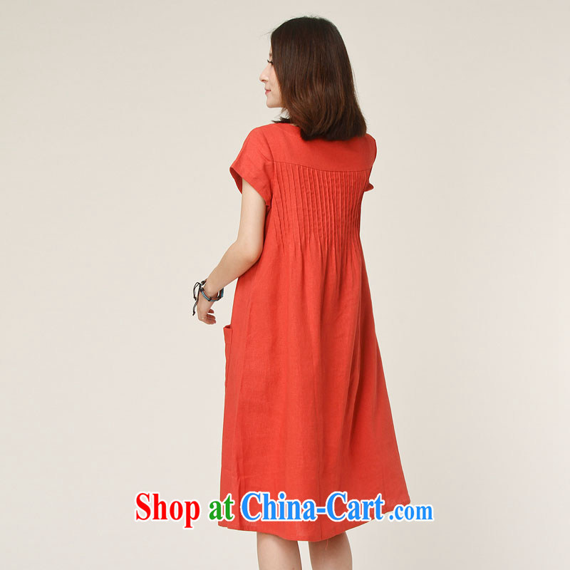 Ho costumes makeup summer 2015 new women's clothing retro art, cotton linen the commission relaxed the abdominal fat MM long breathable dress the code package mail 8011 the red L, Ho, Colombia (HAOZHUANG), online shopping