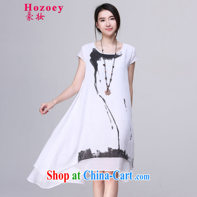 Howard Johnson, Colombia 15 dress summer dress new cotton the linen loose breathable long retro art, thick MM painting the code dress package mail 8017 Mui red XL, Ho, Colombia (HAOZHUANG), online shopping