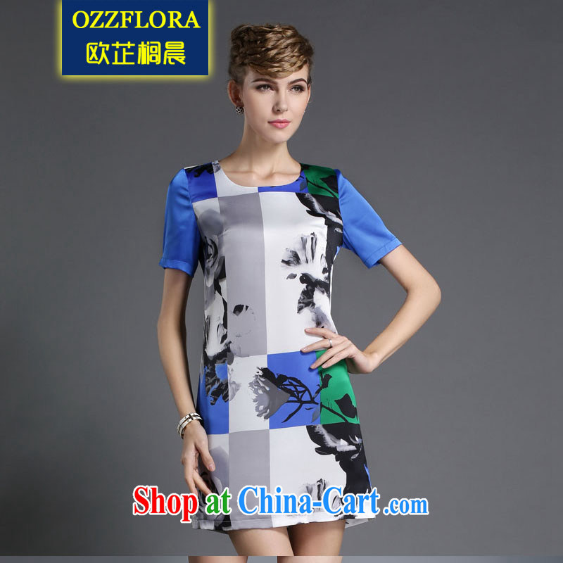 OZZFLORA 2015 summer time in Europe and America, and indeed increase, female 200 Jack thick mm stamp short-sleeved snow woven dresses picture color 5 XL