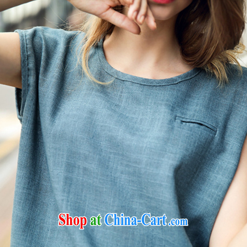 Jimmy Hill 2015 summer new women with large, loose linen casual round-collar T-shirt-waist graphics thin shorts Kit female F 1508 #Peacock Blue XXXXL, Jimmy Hill (JIMIQIU), online shopping