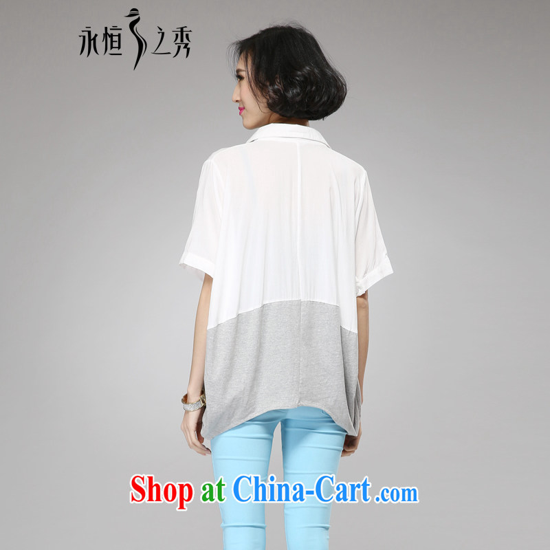2015 spring and summer thick mm new, larger female minimalist atmosphere bat sleeves loose video thin short-sleeve shirt T white 3XL, eternal, and the show, and shopping on the Internet