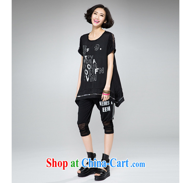 2015 spring and summer thick mm new, larger female trend personalized hot drill letter stamp duty loose video thin short-sleeved T shirt black 4 XL pictures, price, brand platters! Elections are good character, the national distribution, so why buy now enjoy more preferential! Health