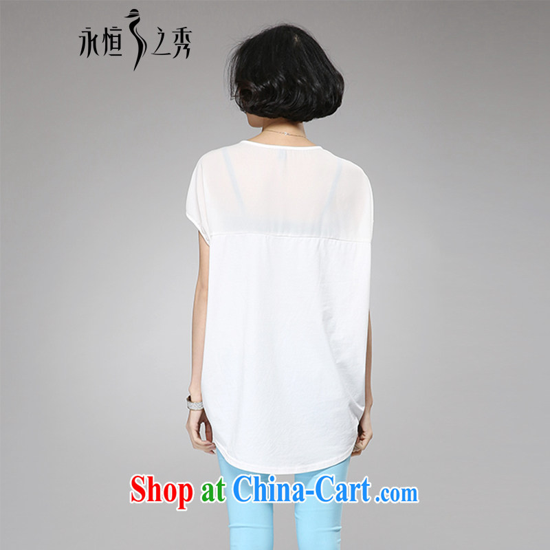 2015 spring and summer thick mm new, larger female stylish atmosphere in Europe digital stamp loose video thin short-sleeved T pension figure 3XL, eternal, and the show, and shopping on the Internet