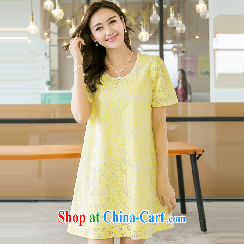 Song Meng Yin Yue XL summer new stylish sweet lace loose short-sleeve stamp dresses SM 5228 yellow 3 XL (165 - 180 ) jack, Song had Yin Yue, shopping on the Internet