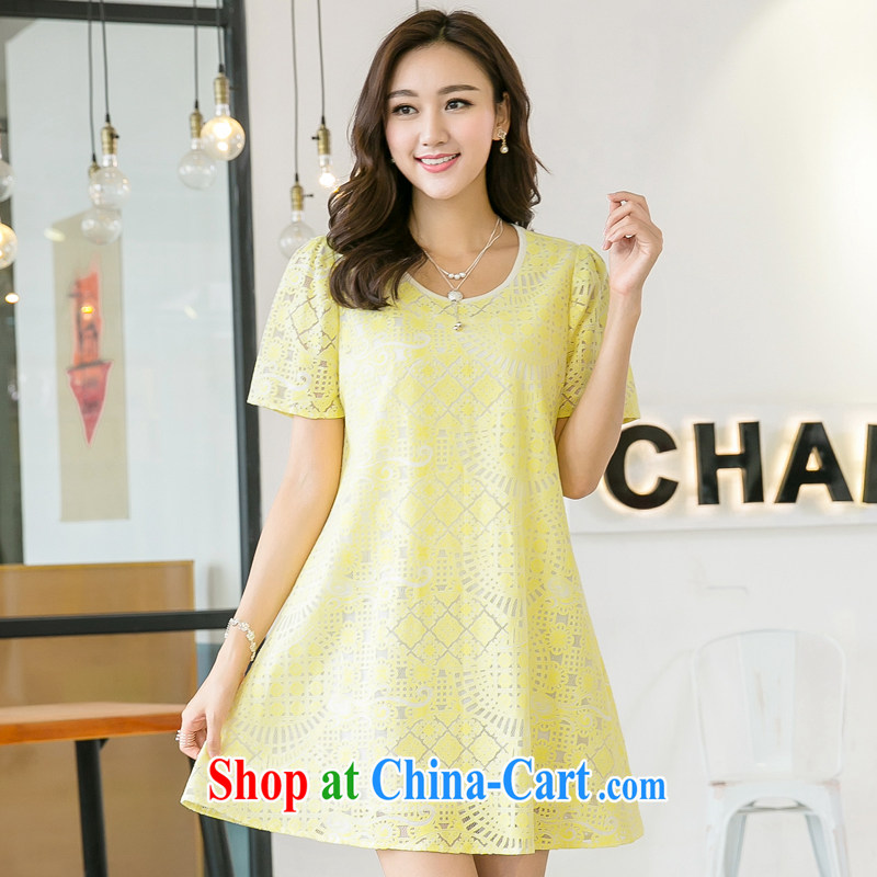 Song Meng Yin Yue XL summer new stylish sweet lace loose short-sleeve stamp dresses SM 5228 yellow 3 XL (165 - 180 ) jack, Song had Yin Yue, shopping on the Internet