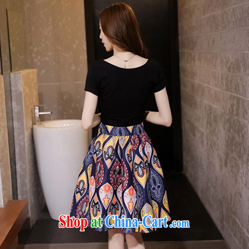 First and foremost economic propaganda and stylish Korean version of the greater code female thick MM two-piece with dress short-sleeved T shirt T-shirt + upper body, long skirts 7255 #3 XL 150 - 160 jack, first economy Sun, shopping on the Internet
