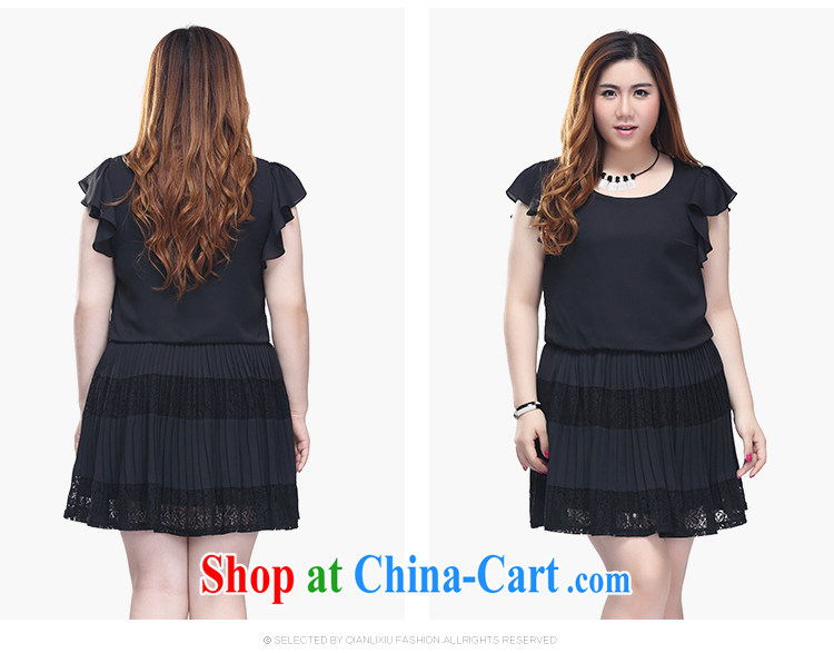 Slim Li-su 2015 summer new, larger female flouncing 100 cuff hem lace stitching A waist with elasticated section leave of two garment Q 7510 black XL pictures, price, brand platters! Elections are good character, the national distribution, so why buy now enjoy more preferential! Health