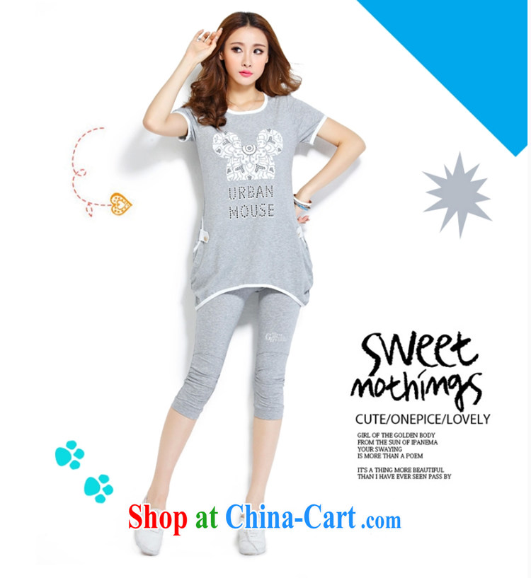 Shu, Shi spring stylish graphics short-sleeve T-shirt women's sport kits bat T-shirt relaxed Leisure package summer two-piece spicy mother clothes thick MM comfortable pregnant women with the red XXL pictures, price, brand platters! Elections are good character, the national distribution, so why buy now enjoy more preferential! Health