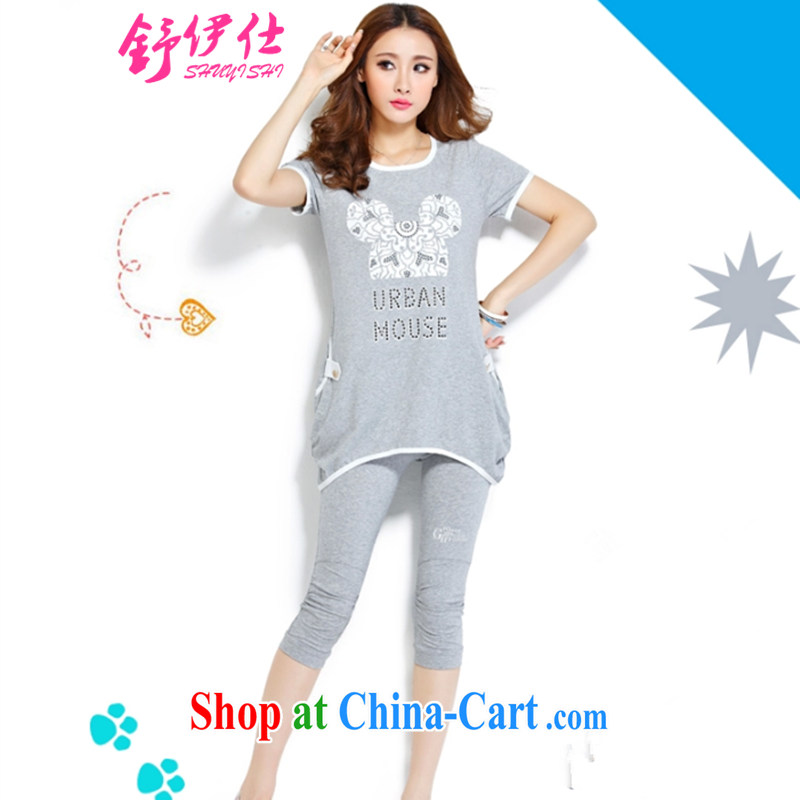 Shu, Mr Rafael Hui spring stylish graphics short-sleeved T-shirt female Sport Kits bat T-shirt relaxed Leisure package summer two-piece spicy mother clothes thick MM comfortable pregnant women with the red XXL, Shu, Mr Rafael Hui (shuyishi), online shopping