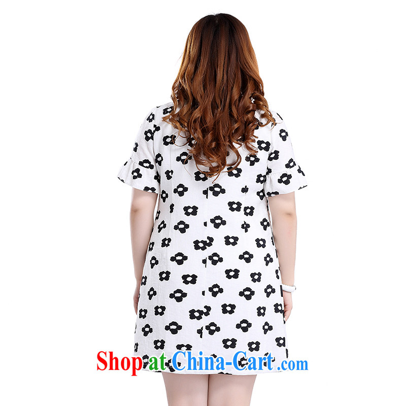 Slim Li-su 2015 summer new, larger women have been the Stamp Duty stitching round-collar horn cuff video thin dresses Q 7812 M white XL, slim Li-su, and, on-line shopping