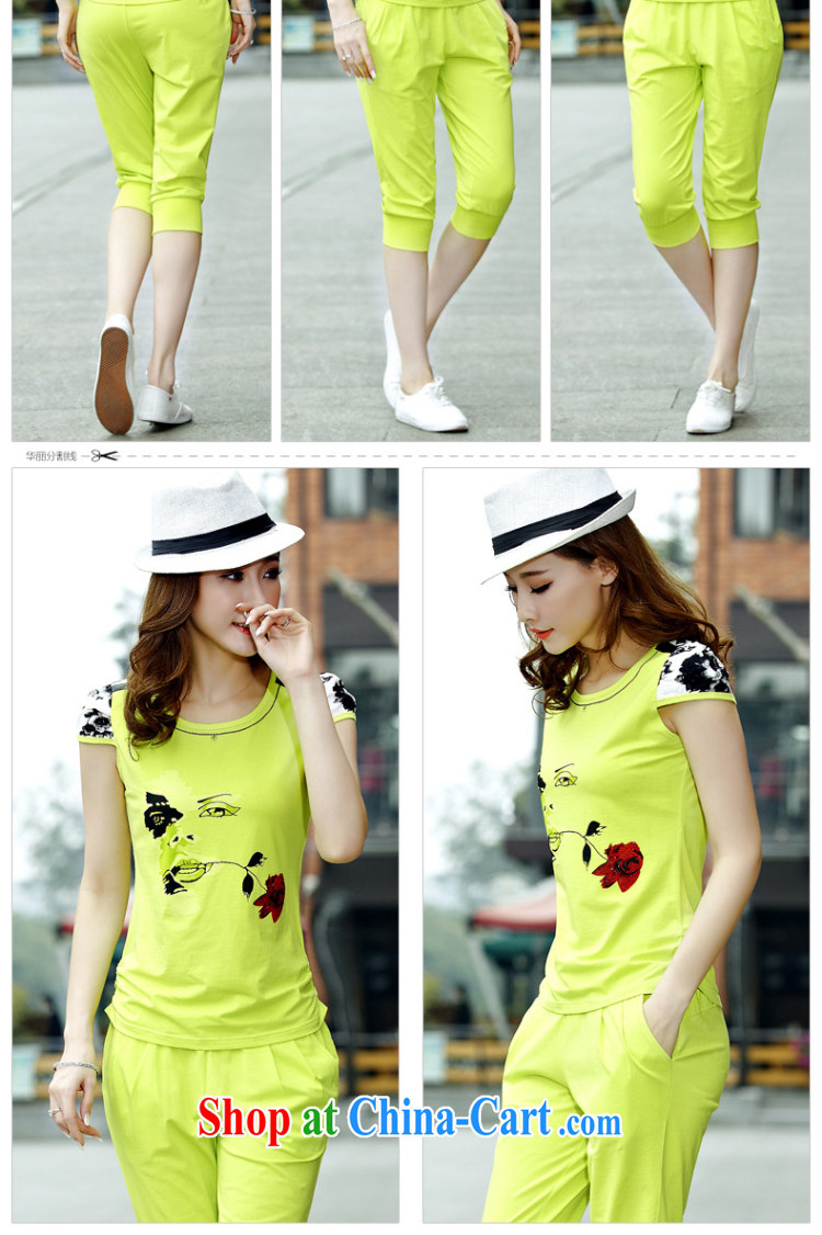 Soon Elizabeth Anna female summer 7 sub-trousers 2015 Korean Leisure package female short-sleeved larger graphics thin stamp duty uniforms D 9143 fluorescent green XXXL pictures, price, brand platters! Elections are good character, the national distribution, so why buy now enjoy more preferential! Health