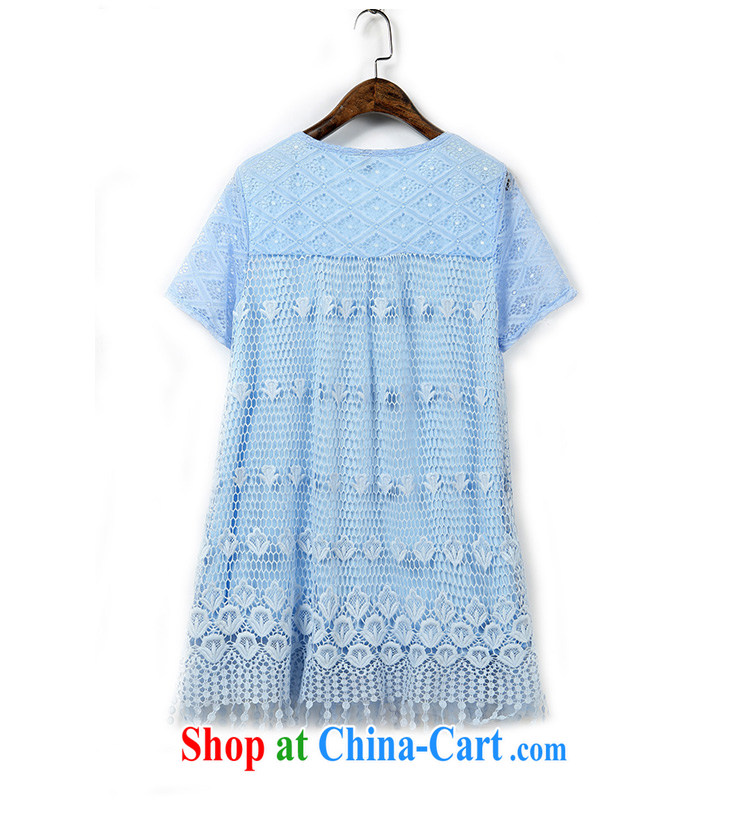 Terrace, Western Europe and the United States, the female summer new loose lace inserts drill short-sleeve dresses, long skirts solid light blue 3 XL 150 - 165 Jack left and right pictures, price, brand platters! Elections are good character, the national distribution, so why buy now enjoy more preferential! Health