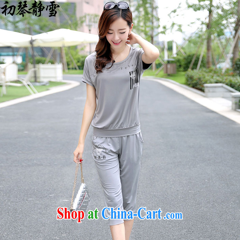 Yel'chenko early mute snow 2015 summer new, larger female loose short-sleeved T-shirt shorts two piece set with Mr Ronald ARCULLI 648 gray XXL, Chin Ching, snow, and shopping on the Internet