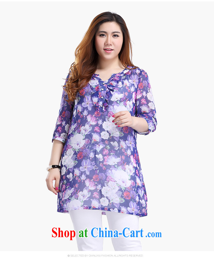 Slim Li-su 2015 summer new, larger female stamp round V collar flouncing 7 snow cuff woven shirts shirt Q 8356 green ground saffron 3 XL pictures, price, brand platters! Elections are good character, the national distribution, so why buy now enjoy more preferential! Health